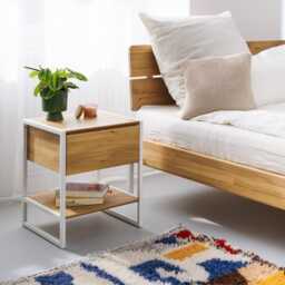 Wega Plus Bedside Table - Made Of Oak & Metal Frame With Drawer Or Door