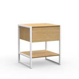 Wega Plus Bedside Table - Made Of Oak & Metal Frame With Drawer Or Door - thumbnail 2