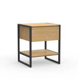 Wega Plus Bedside Table - Made Of Oak & Metal Frame With Drawer Or Door - thumbnail 4
