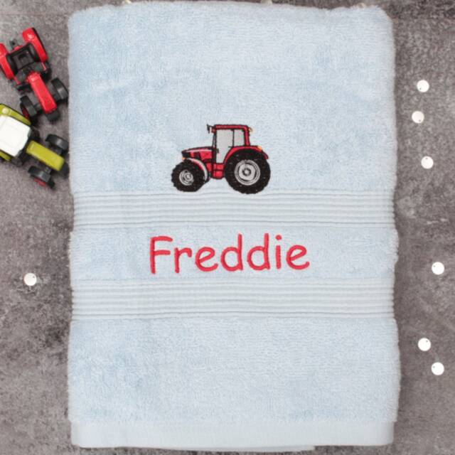 Personalised Tractor Bath Towel Embroidered Farming Gift - image 1