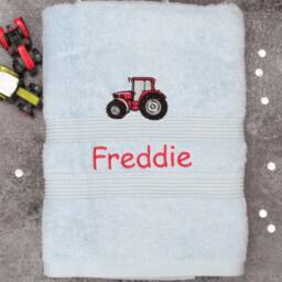 Personalised Tractor Bath Towel Embroidered Farming Gift - thumbnail 1