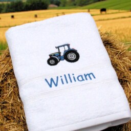 Personalised Tractor Bath Towel Embroidered Farming Gift - thumbnail 2
