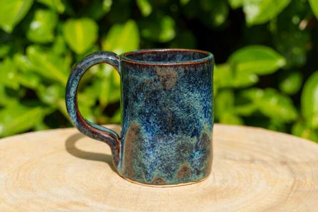 xxl Blue & Brown Ceramic Mug. Blue Pottery Jumbo Handmade Stoneware Handmade Coffee Mug - image 1
