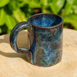 xxl Blue & Brown Ceramic Mug. Blue Pottery Jumbo Handmade Stoneware Handmade Coffee Mug - thumbnail 3