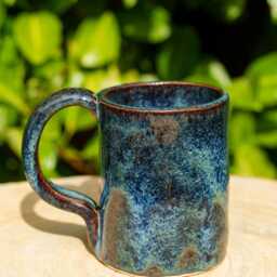 xxl Blue & Brown Ceramic Mug. Blue Pottery Jumbo Handmade Stoneware Handmade Coffee Mug - thumbnail 2