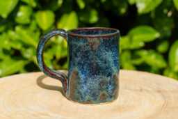 xxl Blue & Brown Ceramic Mug. Blue Pottery Jumbo Handmade Stoneware Handmade Coffee Mug - thumbnail 1