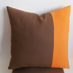 Orange Brown Cotton Canvas Pillow Cover 18x18 Decorative Throw - thumbnail 4