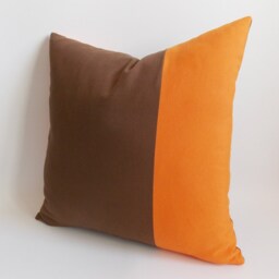 Orange Brown Cotton Canvas Pillow Cover 18x18 Decorative Throw - thumbnail 3