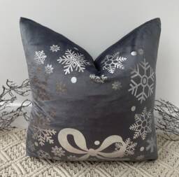 Christmas Bow Snowflake Luxury Silver Grey Cushions The Couture Cushion