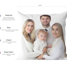 Personalised Pillow Cover Custom Photo Picture Personalized Cushion Case - Any Image Logo Text Perfect Gift For Day Size 40x40cm - thumbnail 2