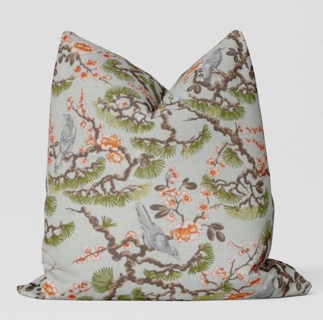 Ming Tree Pillow /Aqua Garden