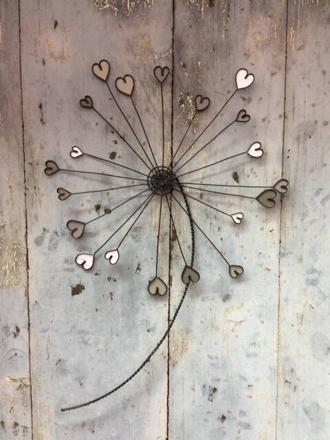 Wire Flower/Dandelion, Wall Decoration, Metal Flower, Fabric, Boho Home Decor Gift, Valentine's Day - image 1