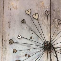 Wire Flower/Dandelion, Wall Decoration, Metal Flower, Fabric, Boho Home Decor Gift, Valentine's Day - thumbnail 2