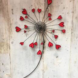 Wire Flower/Dandelion, Wall Decoration, Metal Flower, Fabric, Boho Home Decor Gift, Valentine's Day - thumbnail 3