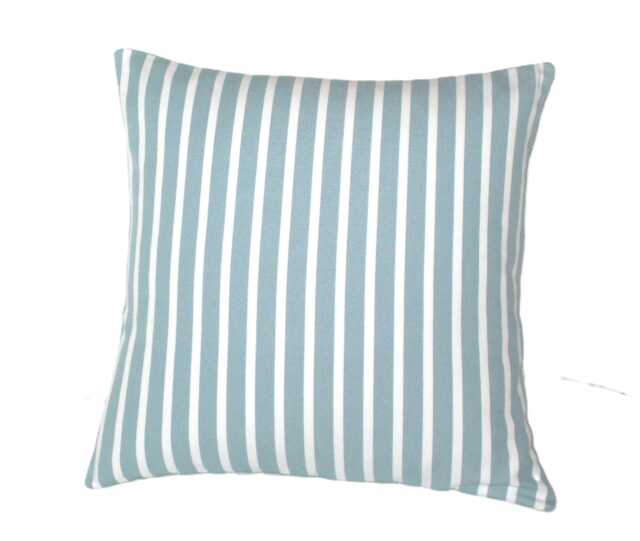 Blue & White Stripes Cushion Cover - Chambray Ticking 18 X - image 1