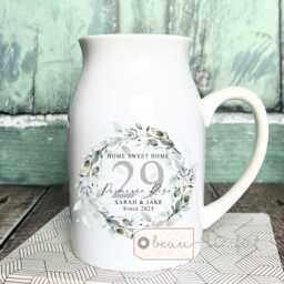 Personalised New Home Sweet Address Housewarming Botanical Greenery Design Quote Linen Style Cushion Home Gift - thumbnail 3