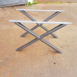 2 Custom Bespoke X-Style Box Section Retro Industrial Steel Metal Dining Table Coffee Bench Legs Desk Breakfast Bar Many Sizes Per Pair - thumbnail 2