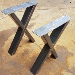2 Custom Bespoke X-Style Box Section Retro Industrial Steel Metal Dining Table Coffee Bench Legs Desk Breakfast Bar Many Sizes Per Pair - thumbnail 3