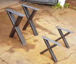 2 Custom Bespoke X-Style Box Section Retro Industrial Steel Metal Dining Table Coffee Bench Legs Desk Breakfast Bar Many Sizes Per Pair