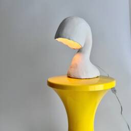 Space Invader Line By Studio Chora, Table Lamp, Limestone Plaster, in Stock - thumbnail 2
