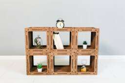 Wooden Bookcase, Bookshelf, Cabinet Bookcases, Small Bookcase Asymmetrical Cube Shelves, Handmade - thumbnail 1