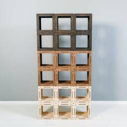 Wooden Bookcase, Bookshelf, Cabinet Bookcases, Small Bookcase Asymmetrical Cube Shelves, Handmade - thumbnail 2