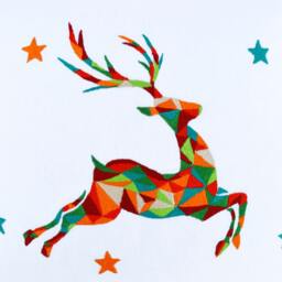 Embroidered Christmas Pillow Cover, Geometric Reindeer, 16 - thumbnail 3