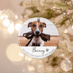 Pet Ceramic Decoration - Personalised Ornament Christmas Tree Bauble Any Photo Dog Memorial Cat You Left Paw Prints On Our Hearts - thumbnail 1