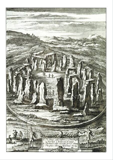 stonehenge Art Print, Sacred Prehistoric Site From An 1720S Old Engraving - image 1
