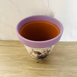 Purple Cat Plant Pot, Flower Themed Terracotta Gifts For Lovers, Decorations, Home Decor - thumbnail 4