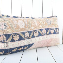 Kilim Lumbar Pillow Cover Turkish Anatolian Throw - 12x24 Inch - thumbnail 2