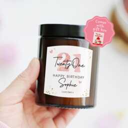 21st Birthday Gift For Niece Daughter Her Friend - Special Present Twenty One Personalized Name Candle