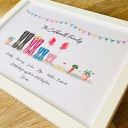 Family Welly Boot Print, Framed Mum Gift, Dad Gift, Personalised Mothers Day Present, Welly Print, Fathers Gifts, Gift For Dad - thumbnail 3