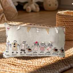 Personalised Family Cushion With 6 Custom Names , Handmade Linen Home Decor, Gift For Mum, Nanna Or Grandma - thumbnail 2