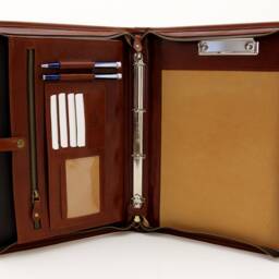 Noda Italian Genuine Leather Zipped Business Conference A4 Folder Ring Binder Cognac Professional Portfolio & Clipboard - thumbnail 2