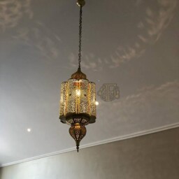 Moroccan Brass Pendant Light - Handmade Oriental Hanging Lamp, Artisan Ceiling Lighting , Moorish Decor - thumbnail 2