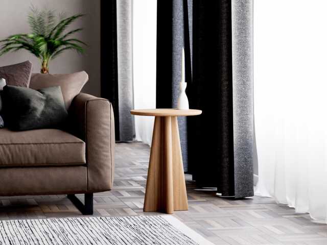 Solid Oak Round End Table Modern Living Room Side Table - image 1