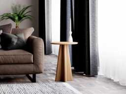 Solid Oak Round End Table Modern Living Room Side Table