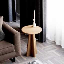 Solid Oak Round End Table Modern Living Room Side Table - thumbnail 3