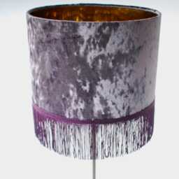 Handmade Purple Crushed Velvet Lampshade With Gold Lining & Optional Fringe
