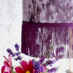 Handmade Purple Crushed Velvet Lampshade With Gold Lining & Optional Fringe - thumbnail 2