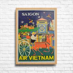 Vintage Saigon Travel Poster Vietnam Art Print On Canvas - thumbnail 2