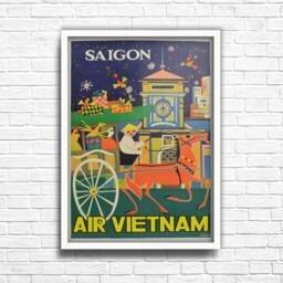 Vintage Saigon Travel Poster Vietnam Art Print On Canvas - thumbnail 3
