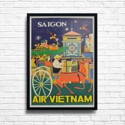 Vintage Saigon Travel Poster Vietnam Art Print On Canvas - thumbnail 1