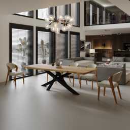Dining Table Rustic Solid Wood Industrial Live Edge Crossover Steel Base