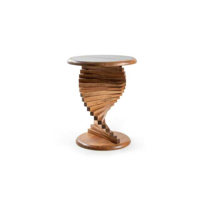 Handcrafted Beech Wood Side Table, Mid-Century Modern Accent Table - image 1