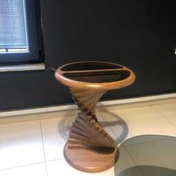 Handcrafted Beech Wood Side Table, Mid-Century Modern Accent Table - thumbnail 2