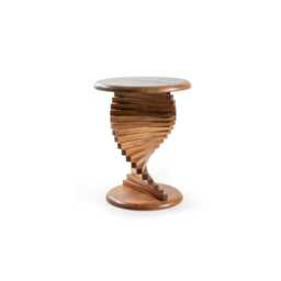 Handcrafted Beech Wood Side Table, Mid-Century Modern Accent Table