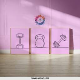 Pink Home Gym Prints - 3 Fitness Posters - Minimalist Line Drawing Design Sports Motivation Poster Athlete Decor Wall Art Gift - thumbnail 2