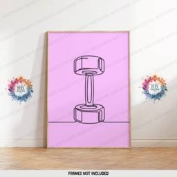 Pink Home Gym Prints - 3 Fitness Posters - Minimalist Line Drawing Design Sports Motivation Poster Athlete Decor Wall Art Gift - thumbnail 3